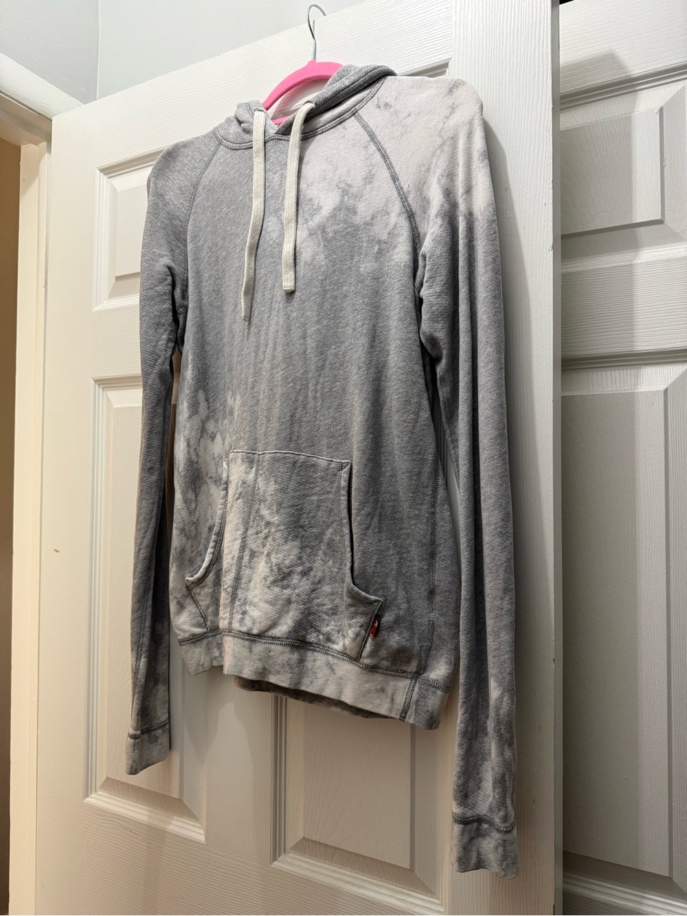 freecity Gray and White Tie-Dye Hooded Pullover